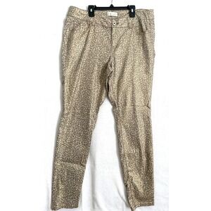 Forever 21 Plus Gold Leopard Print Skinny Jeans Stretch SZ 14‎ Animal Print Gold